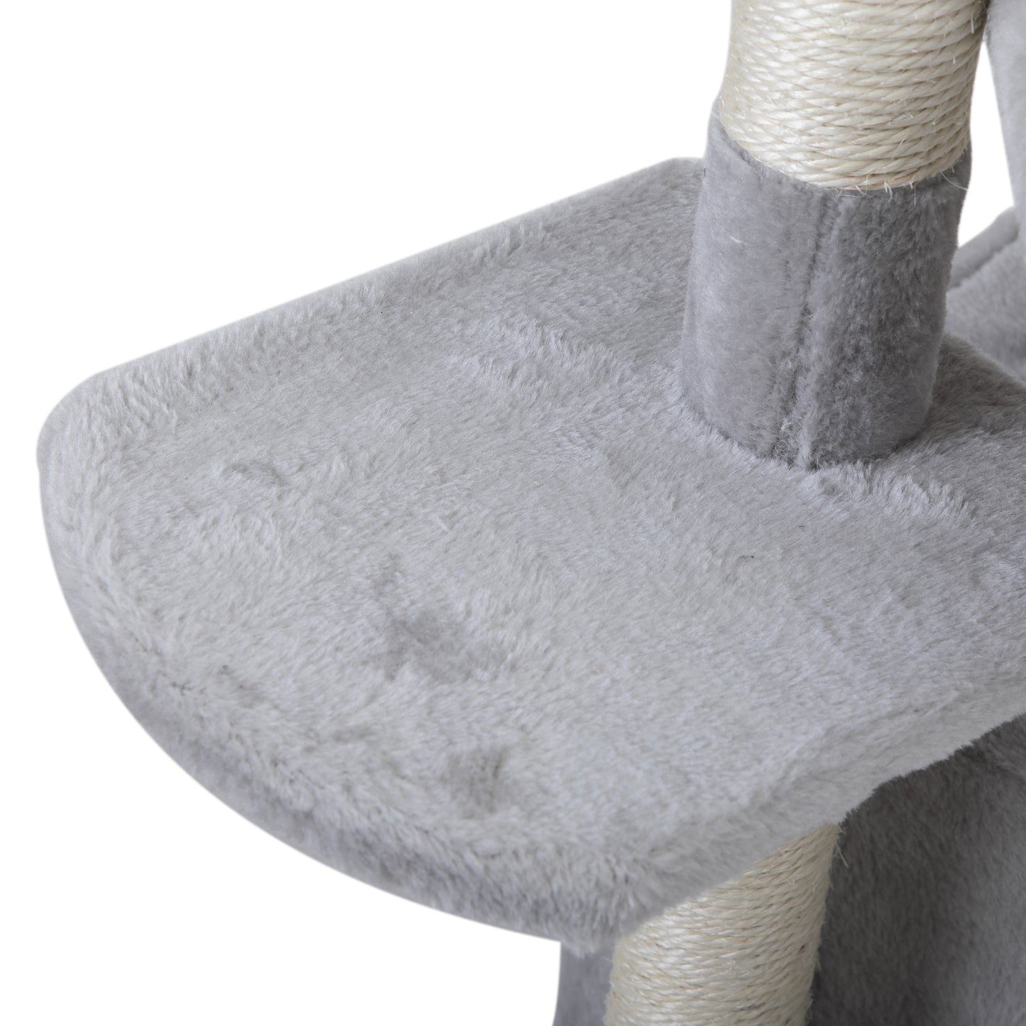 Double Level Cat Tree Stand House Furniture Kittens Activity Tower Posts Kitty Pet Play House - light gray