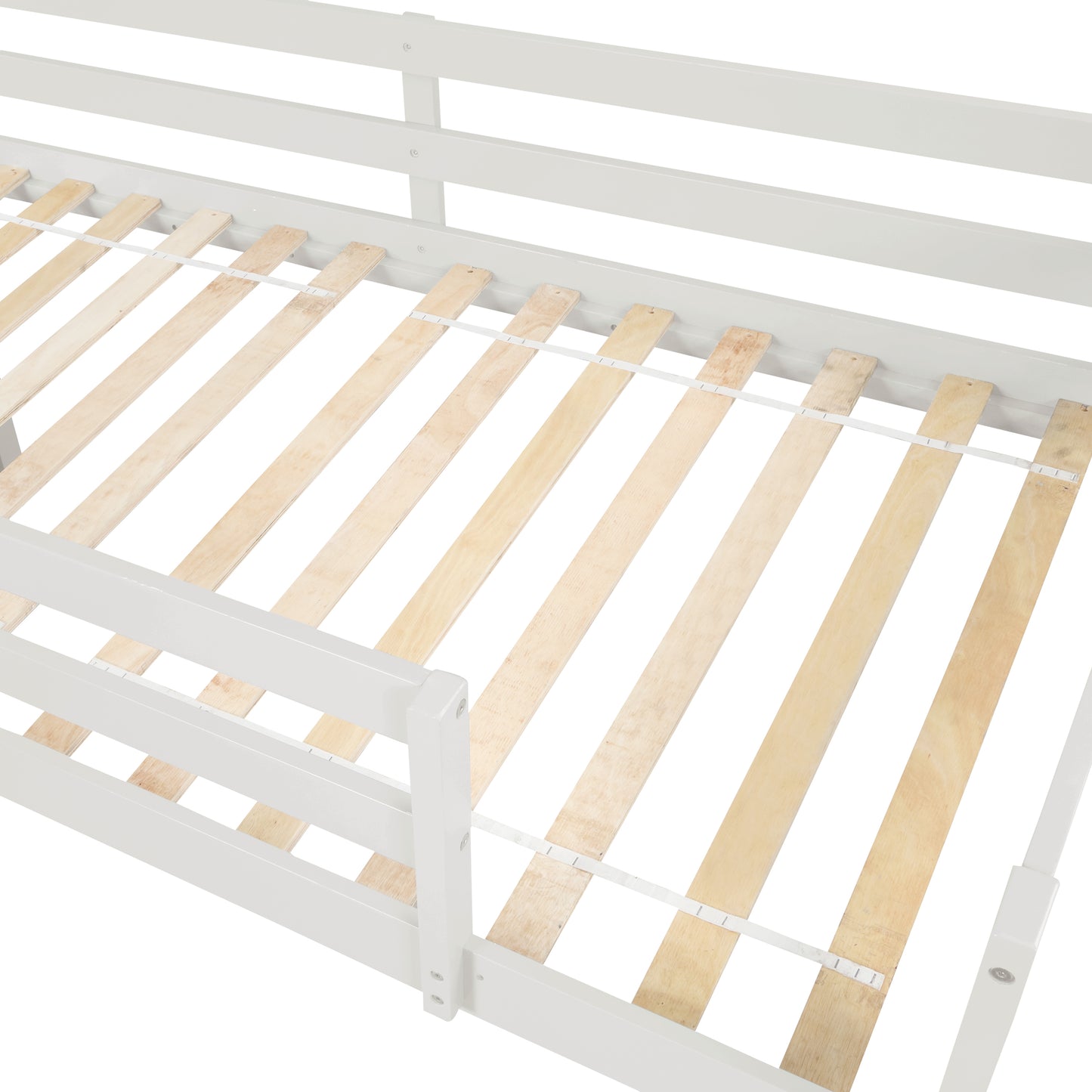 Loft Bed with Staircase, Storage, Slide, Twin size, Full-length Safety Guardrails, No Box Spring Needed, White (Old Sku:W504S00004)