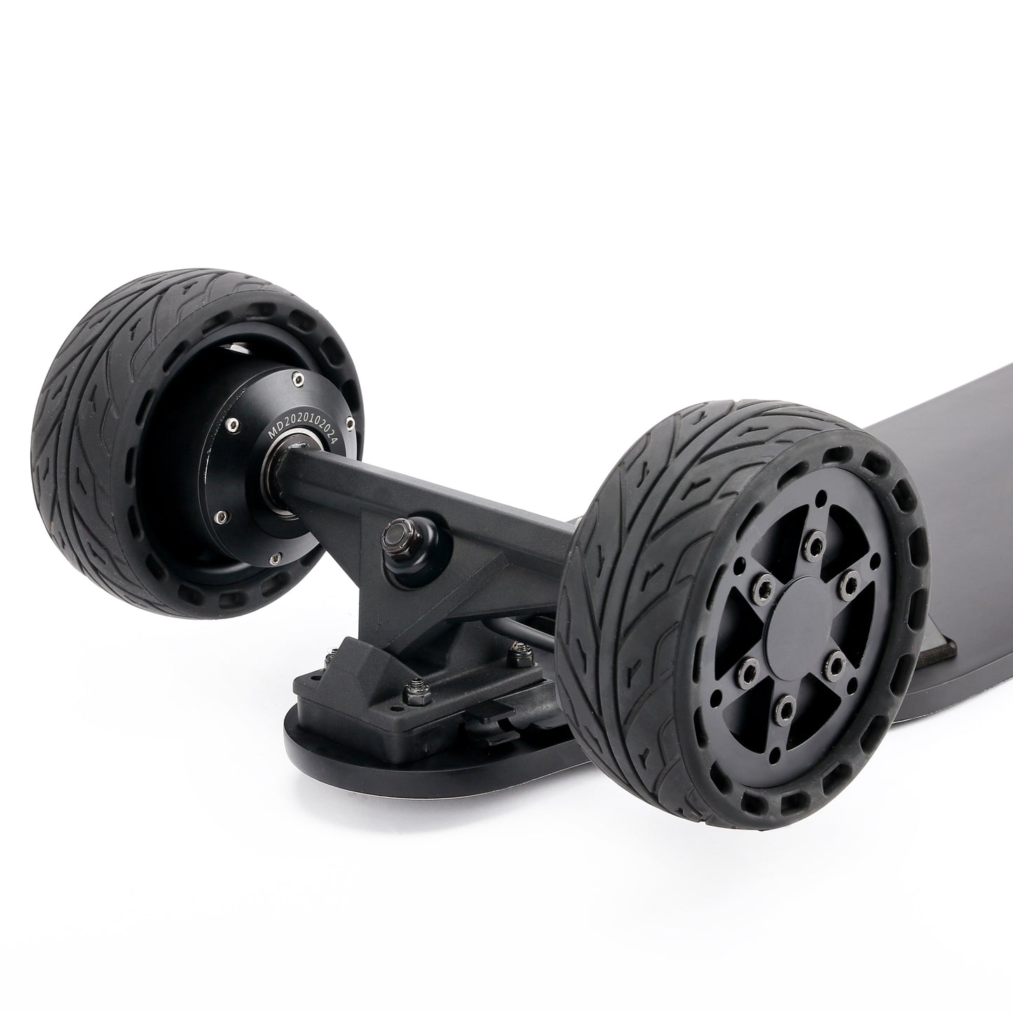 All terrain dual 1000*2 hub motor electric skateboard with 32mph max speed,25miles range,9600mah battery.