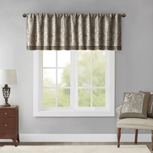 Jacquard Window Valance Blue/Brown 50x18'