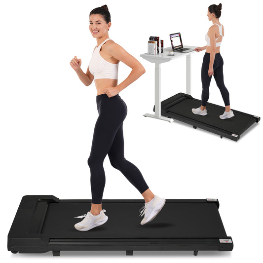 Walking Pad Under Desk Treadmill for Home Office -2.5HP Walking Treadmill 0.6-4MPH 300LBS Capacity Treadmill for Walking Running Remote Control Batteries