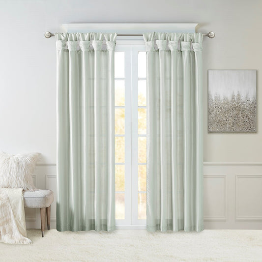 Twist Tab Lined Window Curtain Panel Dusty Aqua 50x95'