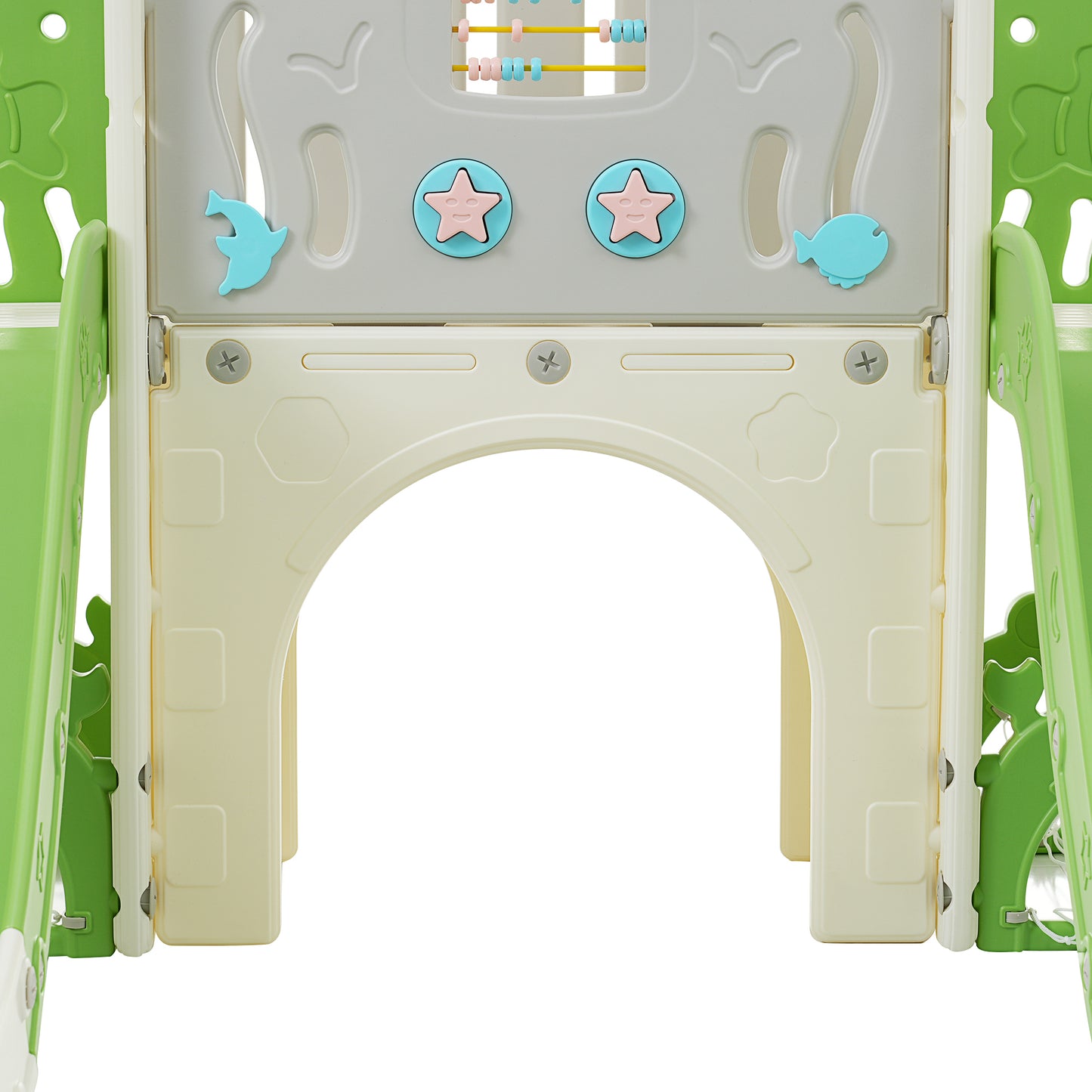 Kids Slide Playset Structure 8 in 1, Freestanding Ocean Themed Set with Slide, Arch Tunnel,Basketball Hoop and Telescope, Double Slides for Toddlers, Kids Climbers Playground