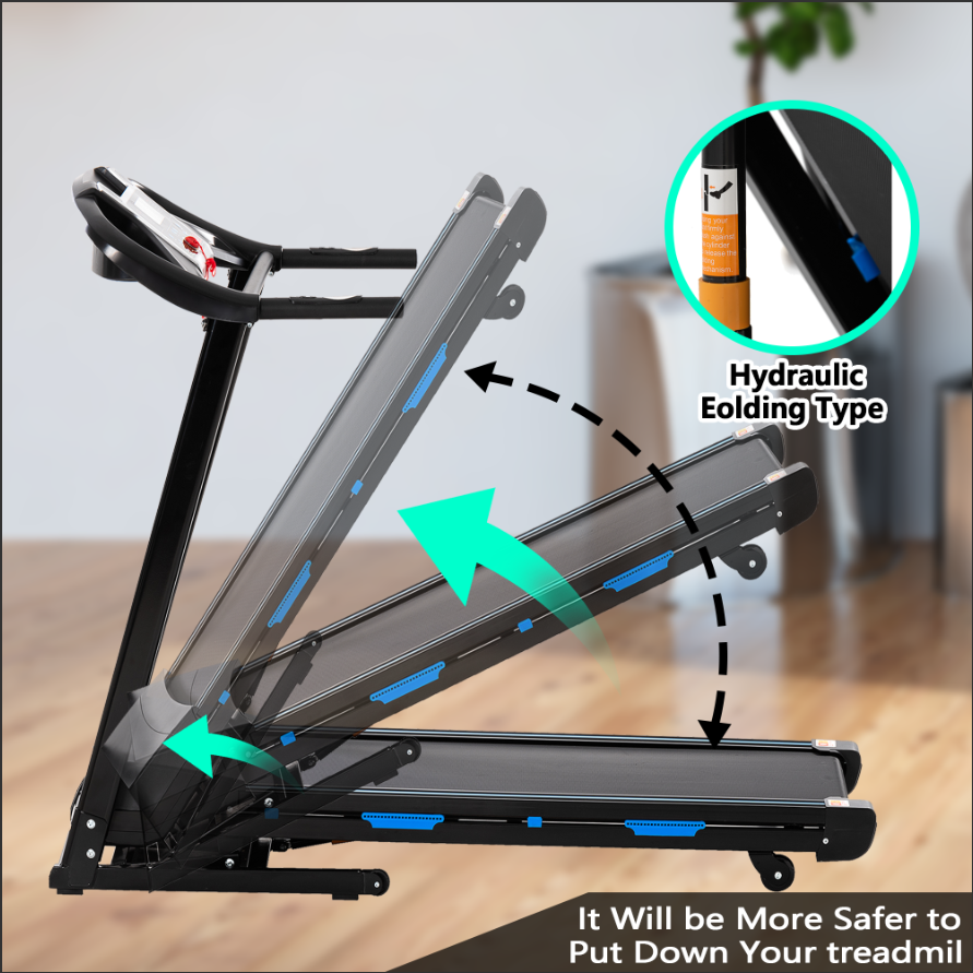 Treadmills for Home, Electric Treadmill with  Automatic Incline, Foldable 3.5HP Workout Running Machine Walking, Double Running Board Shock Absorption Pulse Sensor Bluetooth Speaker APP FITSHOW.