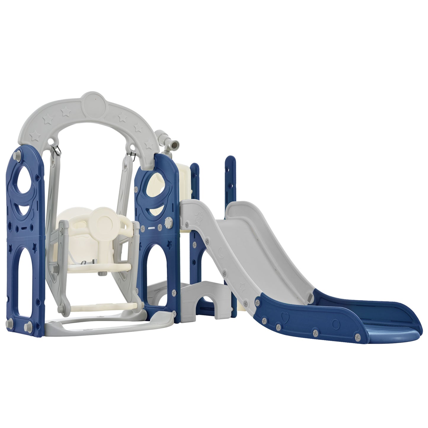 Toddler Slide and Swing Set 5 in 1, Kids Playground Climber Slide Playset with Telescope, Freestanding Combination for Babies Indoor & Outdoor