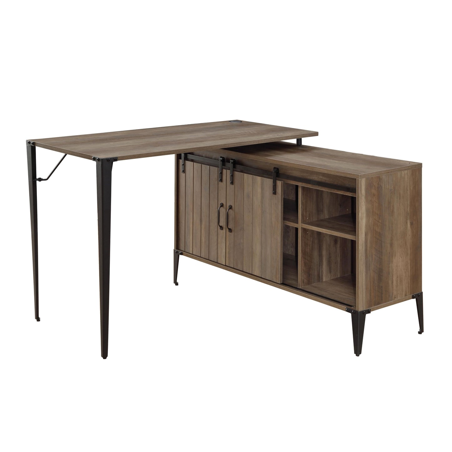 ACME Zakwani Writing Desk, Rustic Oak & Black Finish OF00010