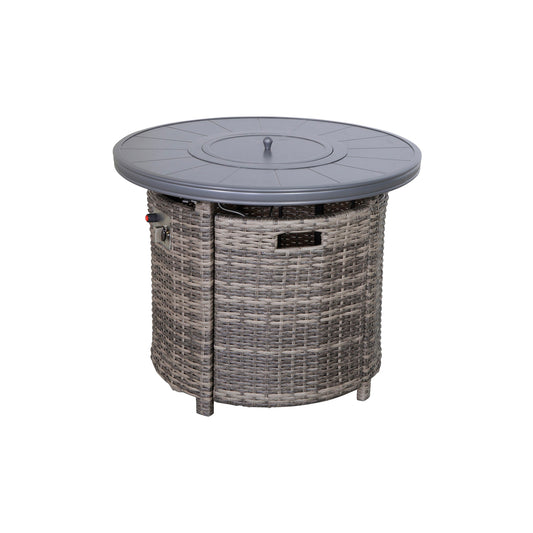 25" H x 32" W Aluminum Outdoor Fire Pit Table with Lid(Mixed Gray)