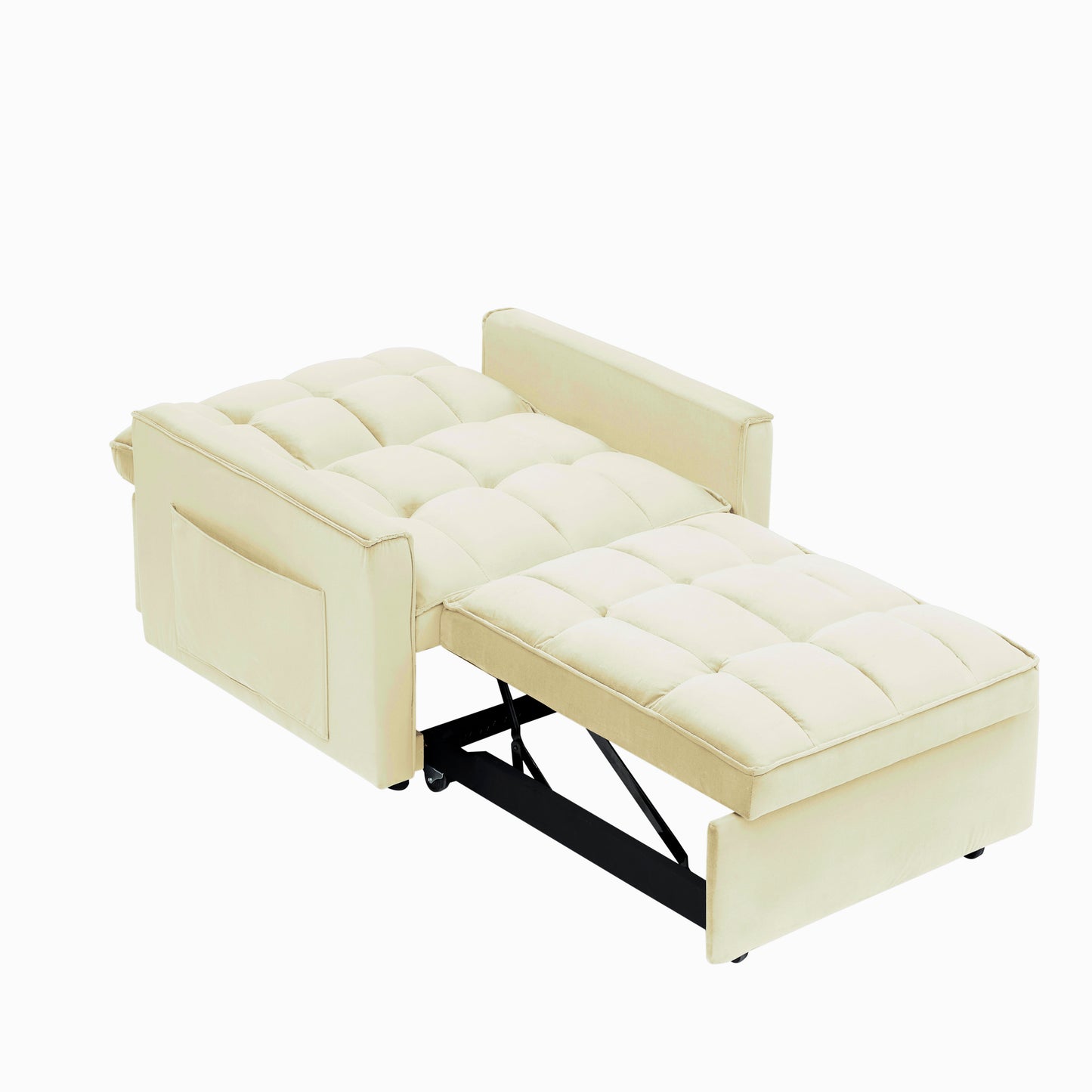 [SantaChoice] Sofa bed chair 3 in 1 convertible, recliner, single recliner, suitable for small Spaces with adjustable back black creamy white