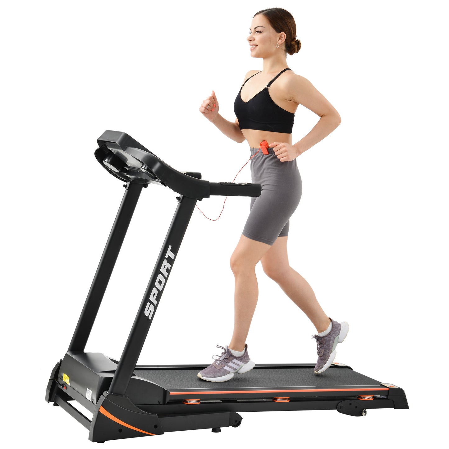 Folding Electric 3.5HP Treadmill With Incline Medium Running Machine Motorised LCD Gym 330lbs Folding Treadmill Electric Motorized Power 14.8KM/H Running Fitness Machine Gym(W54031811 Upgrade )