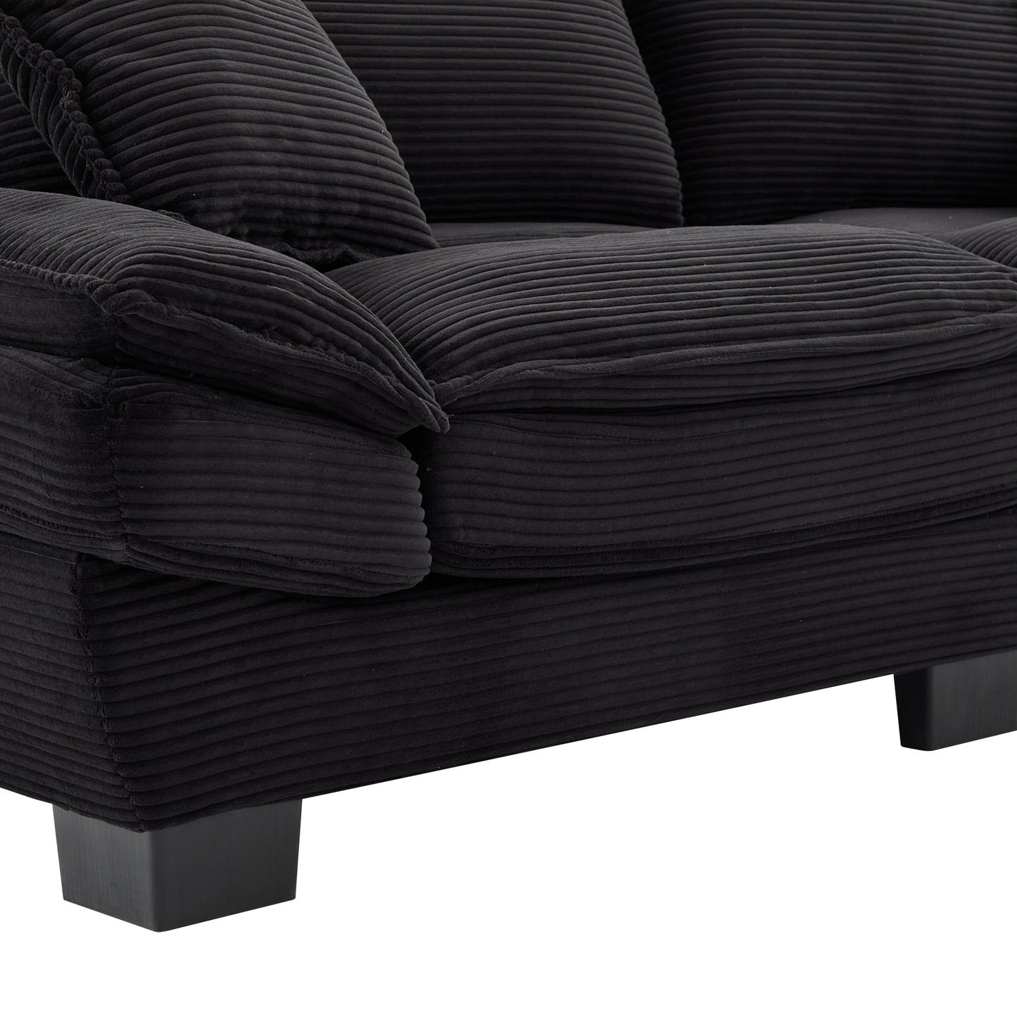 Corduroy Sofa Sleeper Couch Loveseat Sofa with Pillows Comfy Upholstered Deep Seat Sofa for Bedroom,Living Room,Apartment,Office,Dorm-Black Corduroy