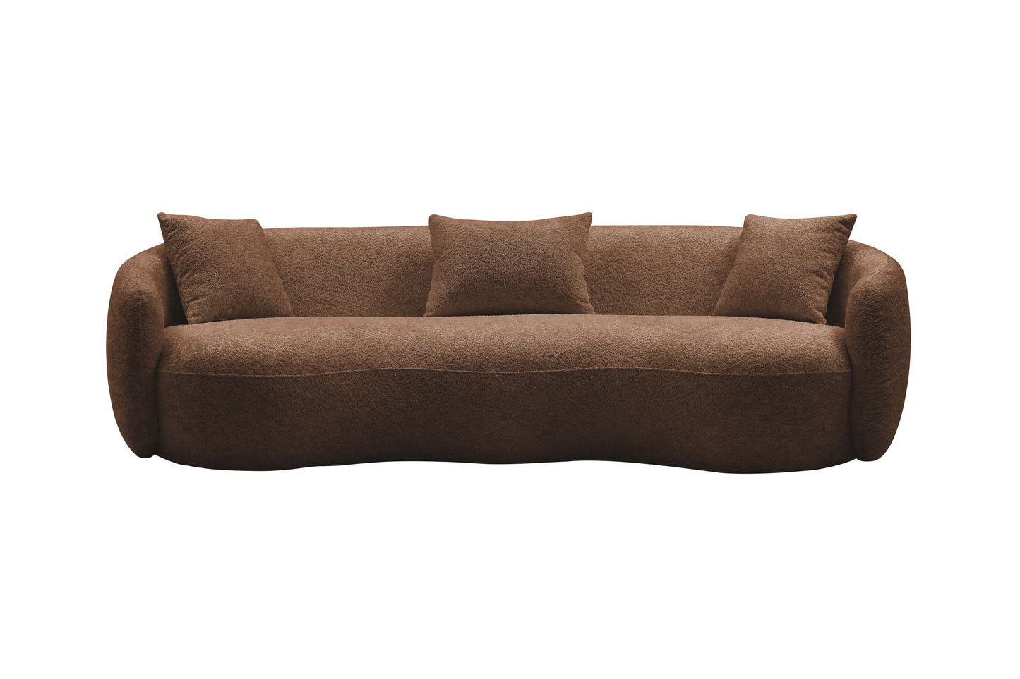 [SantaChoice] 93.6 inch Mid Century Modern Curved Living Room Sofa,  Boucle Fabric Couch for Bedroom, Office, Apartment, Brown