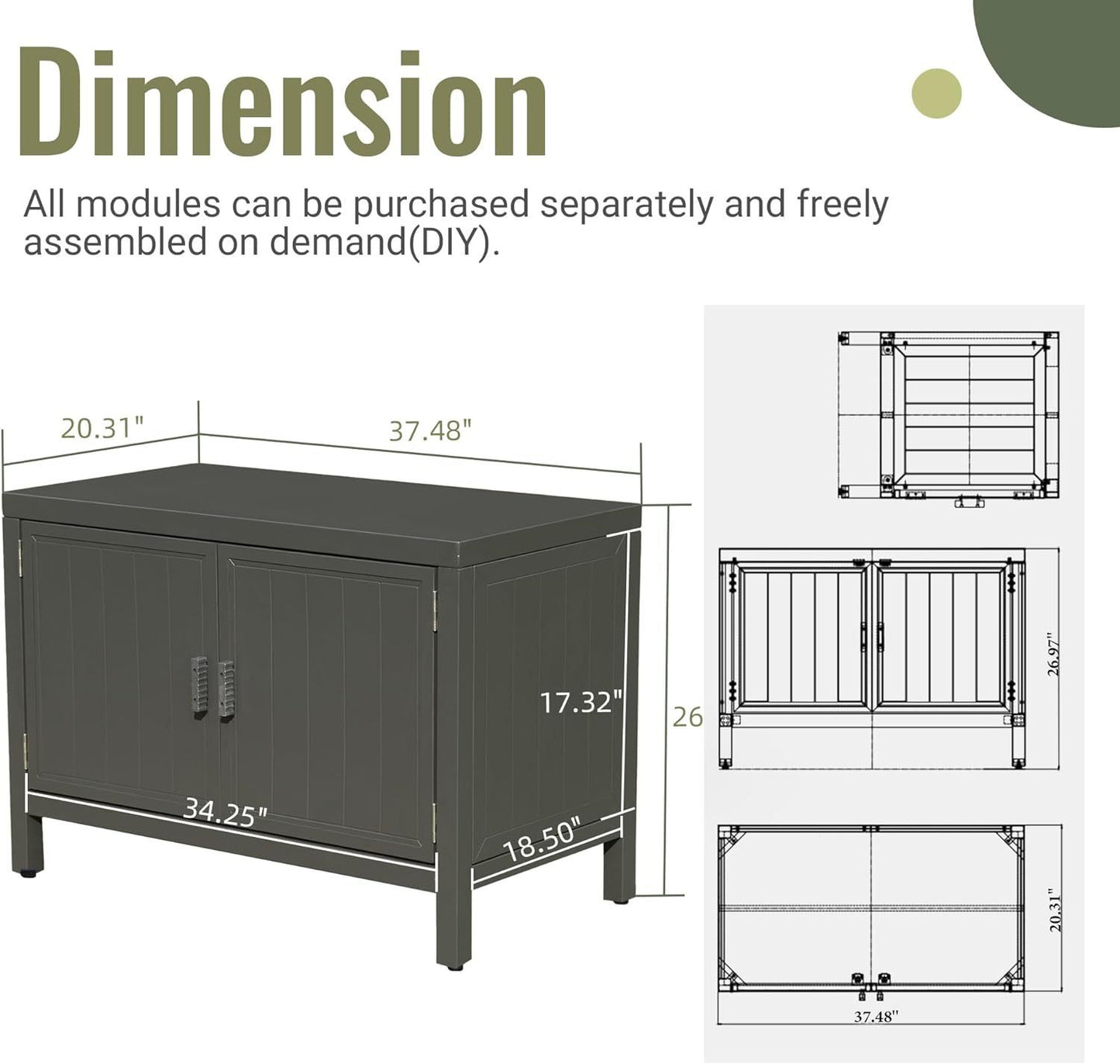 Outdoor Kitchen Island with Storage, Aluminum Kitchen Storage Island Outdoor Grill Table, Freestanding Outdoor Prep Table Grill Storage Cabinet with Protective Cover for BBQ, Deck, Patio