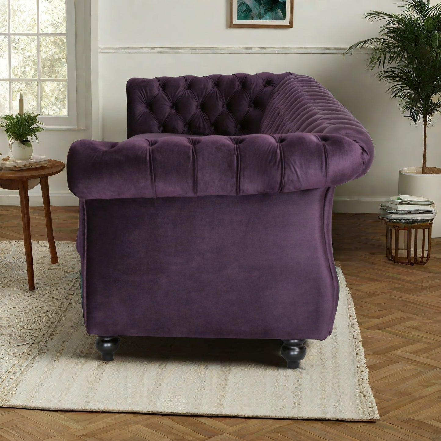 [SantaChoice] Luxurious 3-Seater Purple Velvet Sofa, Featuring a Classic Design with Modern Elegance, Perfect for Adding Sophistication and Style to Any Living Room, Plush Comfort and Durable Craftsmanship