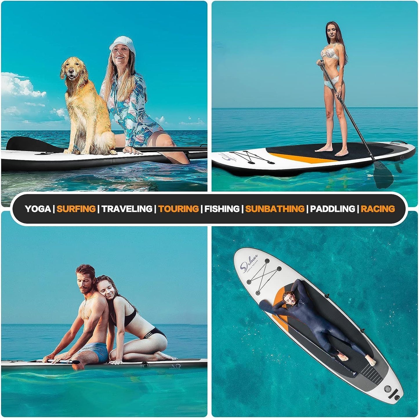 Inflatable Stand Up Paddle Board – Simple Deluxe Premium SUP for All Skill Levels, Paddle Boards for Youth & Adults, Blow Up Stand-Up Paddleboards with Accessories & Backpack, Surf Control, Black