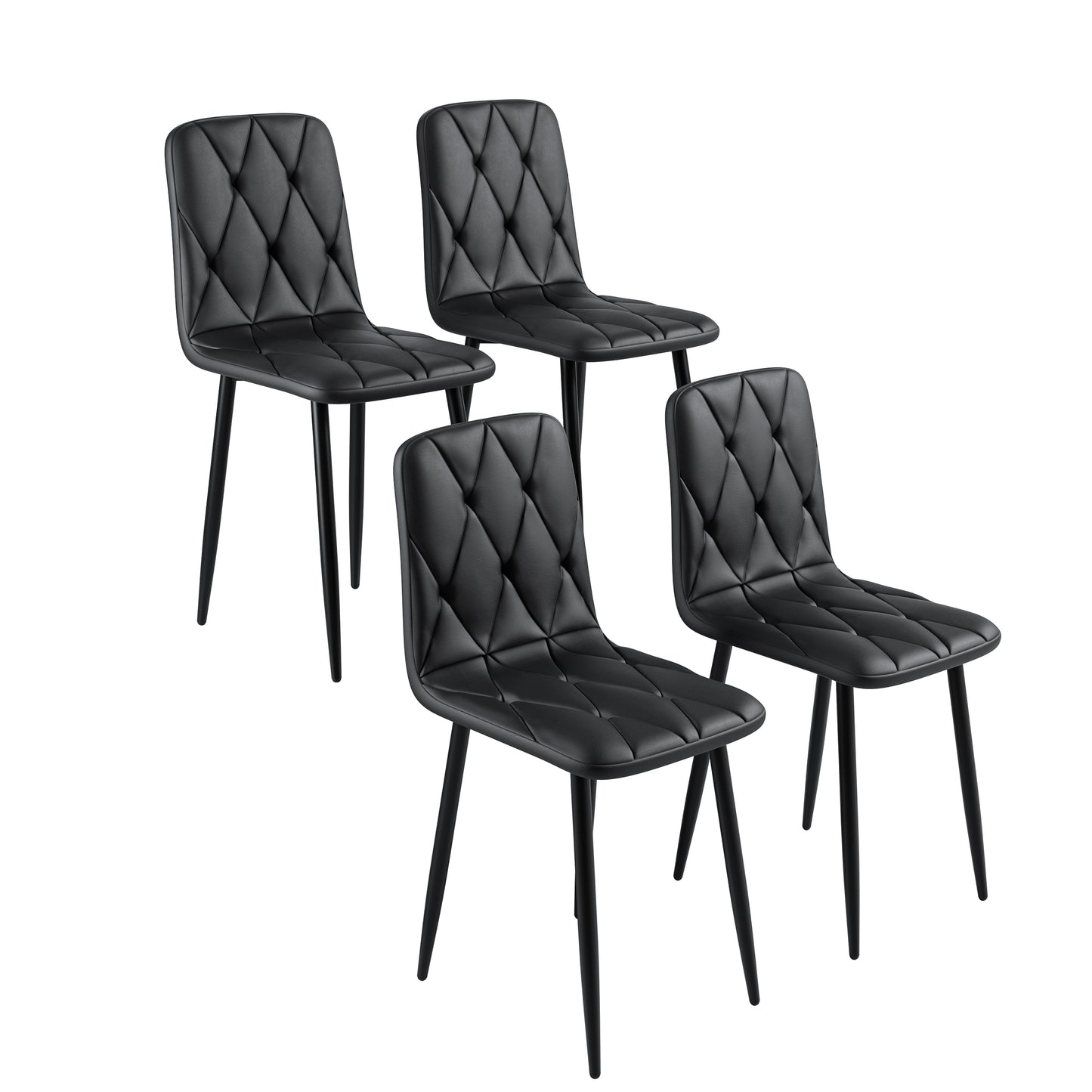 [SantaChoice] Dining Chairs Set of 4, Modern Kitchen Dining Room Chairs, PU Dining Chair Upholstered Cushion Seat and Sturdy Metal Legs