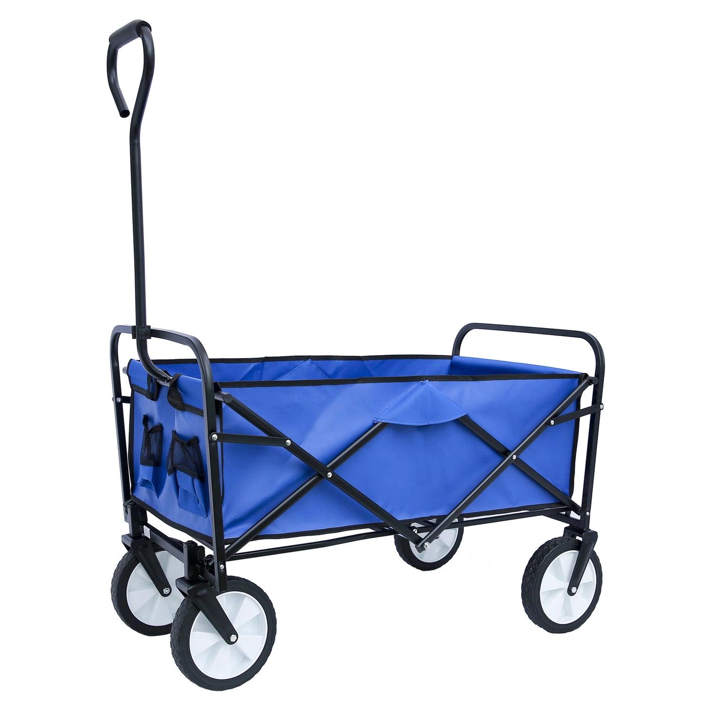 Folding Wagon Garden Shopping Beach Cart (Blue)