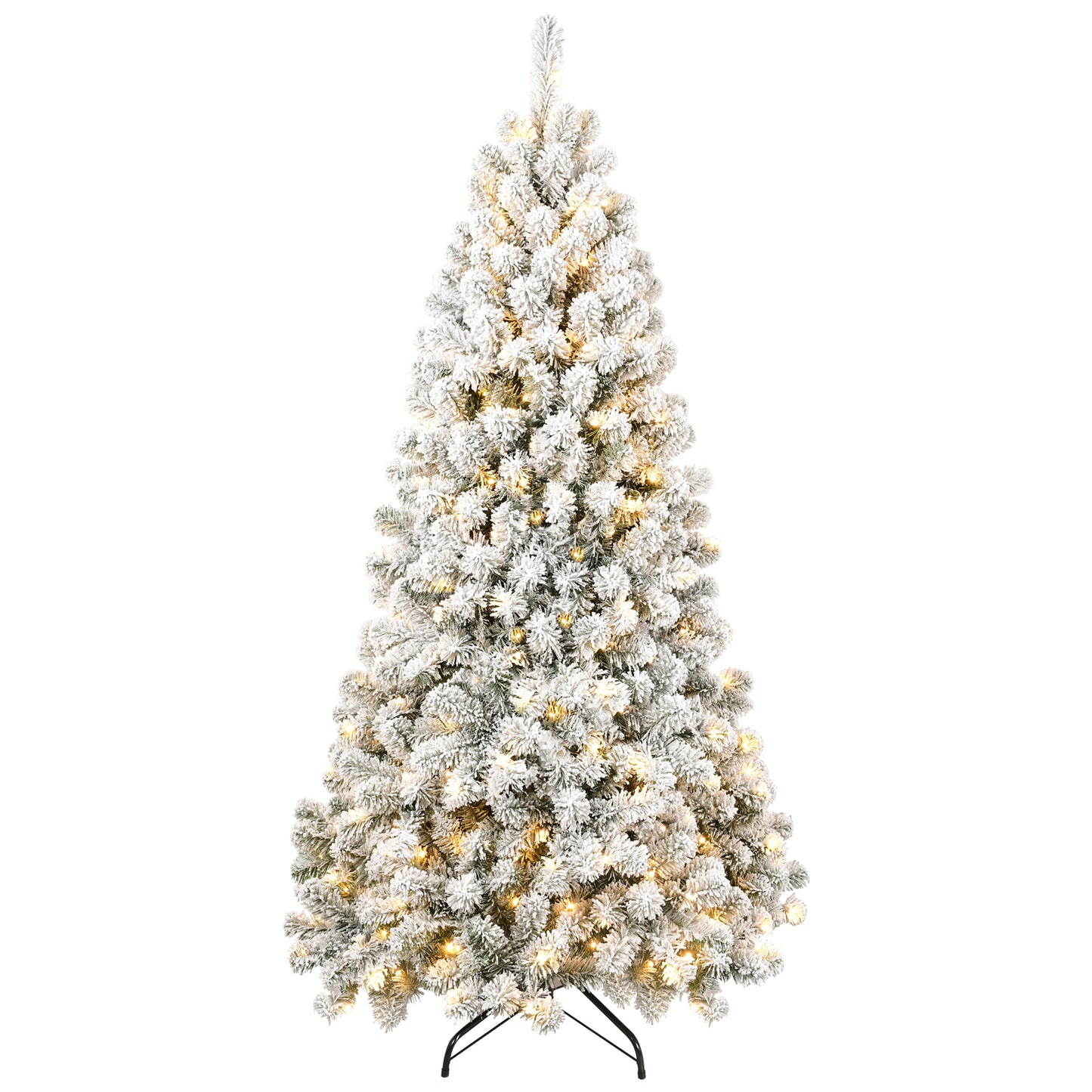 5FT Pre-lit Flocked Christmas Tree with 498 Memory Wire Tips – Effortlessly Fluffed, Perfectly Shaped, and Lit with 200 Warm  Incandescent Lights Bringing Lasting Elegance and Wase to Your Holiday