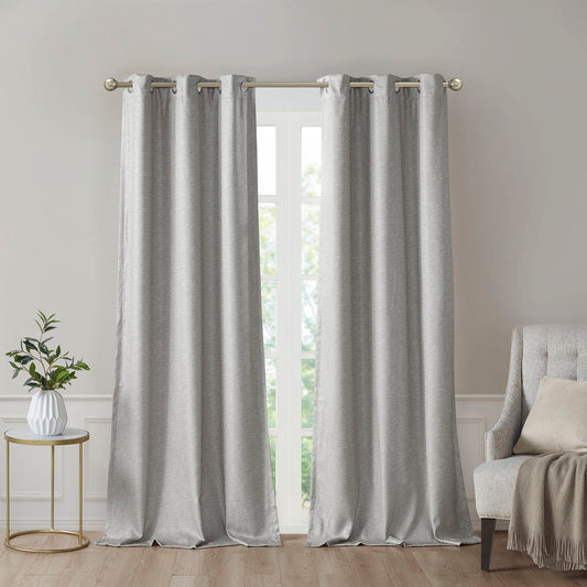 Tonal Printed Faux Silk Total Blackout Curtain Panel Pair(2 Pcs Window Panels)