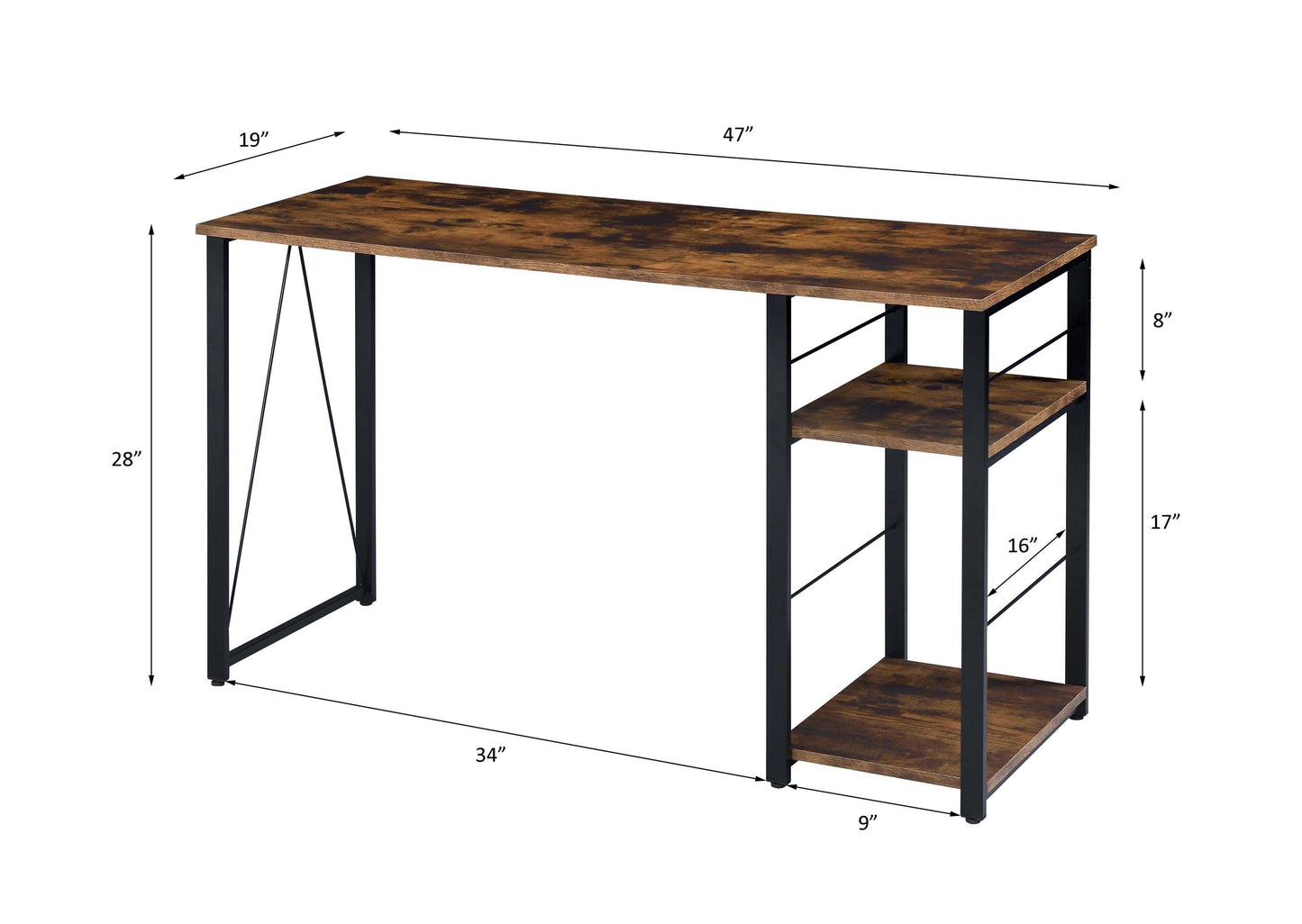 ACME Vadna Writing Desk, Weathered Oak & Black Finish 92765