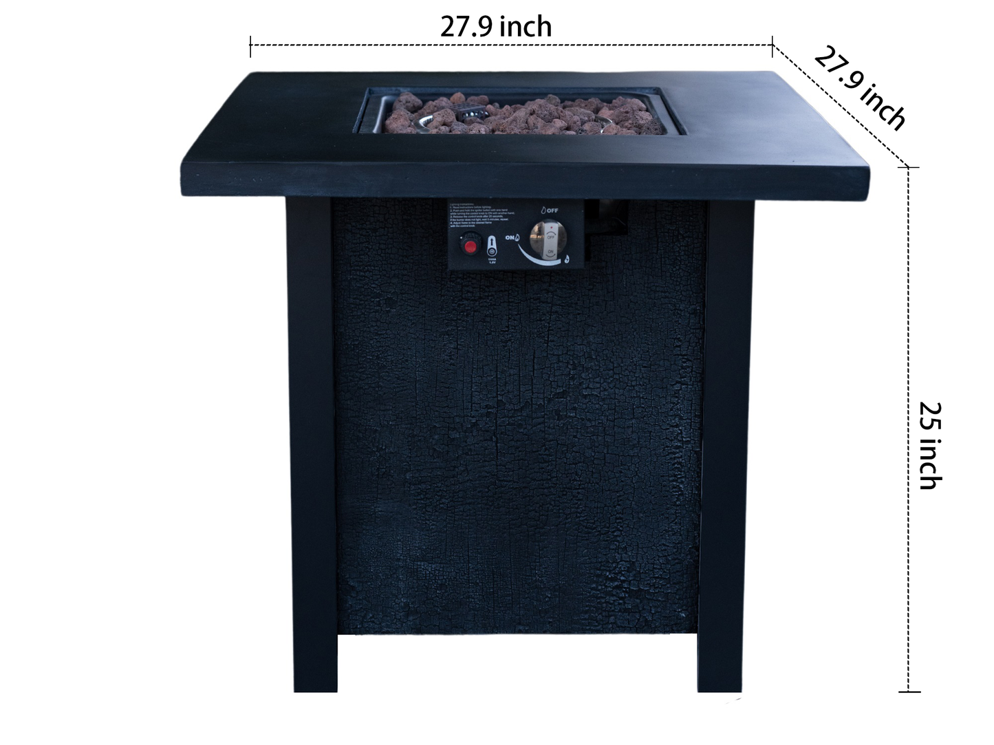 25" H Outdoor Patio Propane Gas Fire Pit Table - 50,000 BTU High-temperature-resistant carving process for environmentally friendly materials with the effect of rattan weaving grain