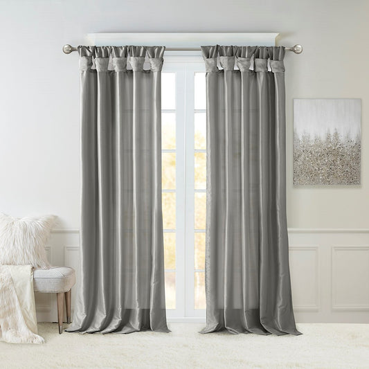 Twist Tab Lined Window Curtain Panel Charcoal 50x95'