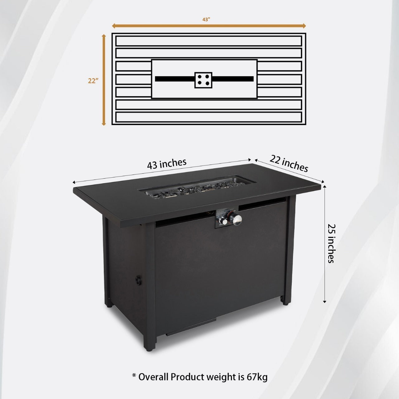 25" H x 42" W Steel Outdoor Fire Pit Table with Lid