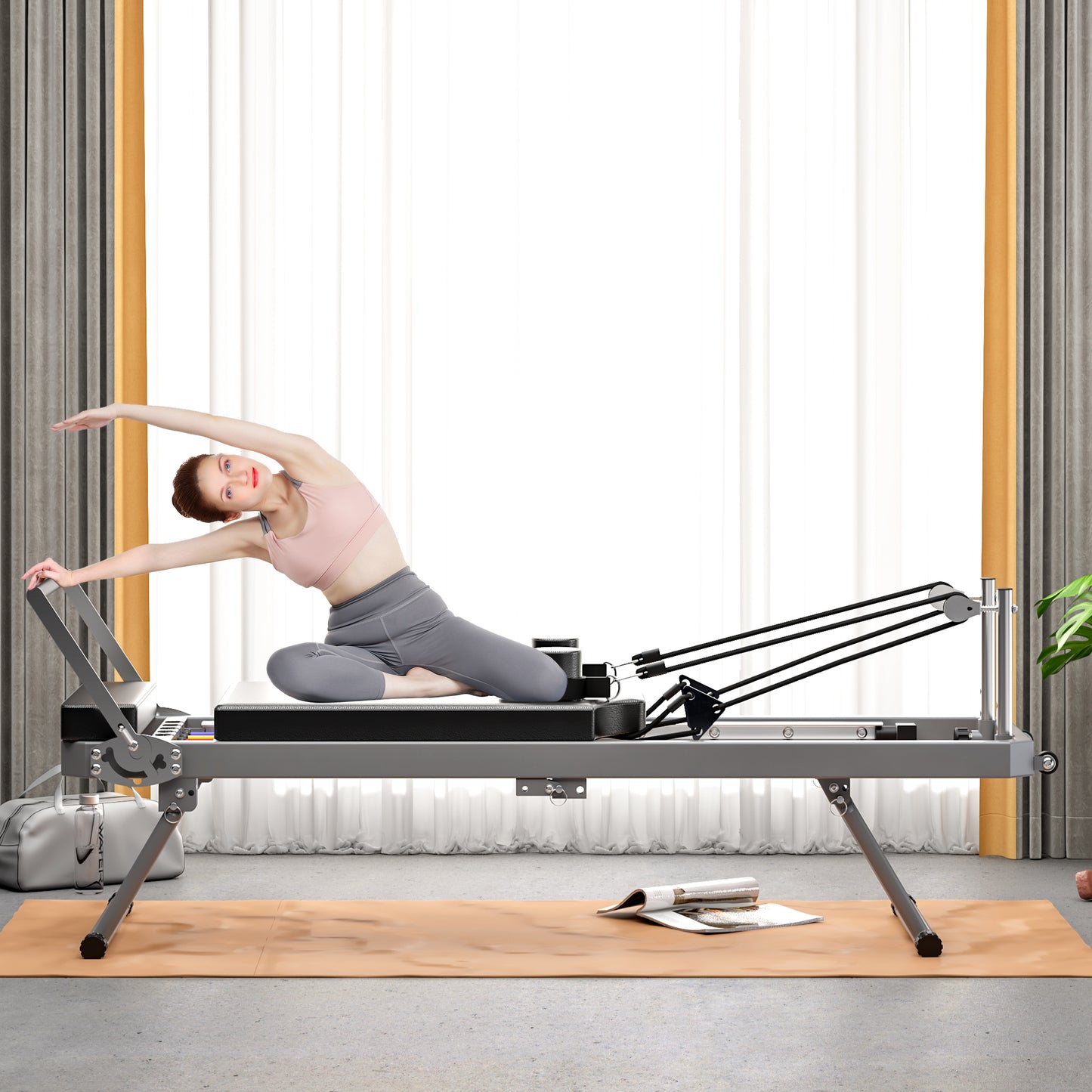 Pilates core bed, foldable home high quality, yoga studio same commercial fitness equipment, black