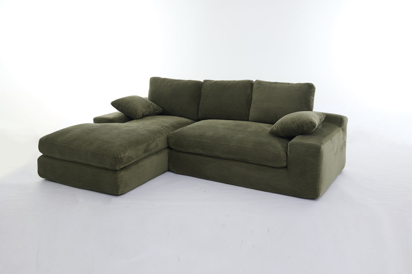 [SantaChoice] 99*69" Modular Sectional Living Room Sofa Set, Modern Minimalist Style Couch, Upholstered Sleeper Sofa for Living Room, Bedroom, 2 PC Free Combination, Installation-free Sofa, L-Shape, Army Green