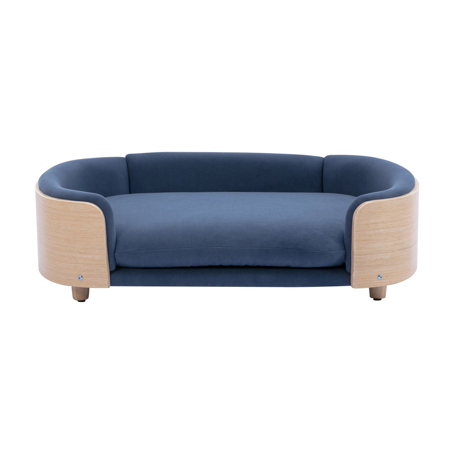 Scandinavian style Elevated Dog Bed Pet Sofa With Solid Wood legs and Bent Wood Back, Velvet Cushion,Large Size