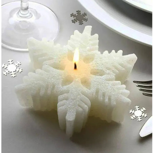 Christmas Snowflake Candle Silicone Mold Handmade Soap Aromatherapy Gypsum Resin Ice Mould Candle Making Kit Home Decor Gifts