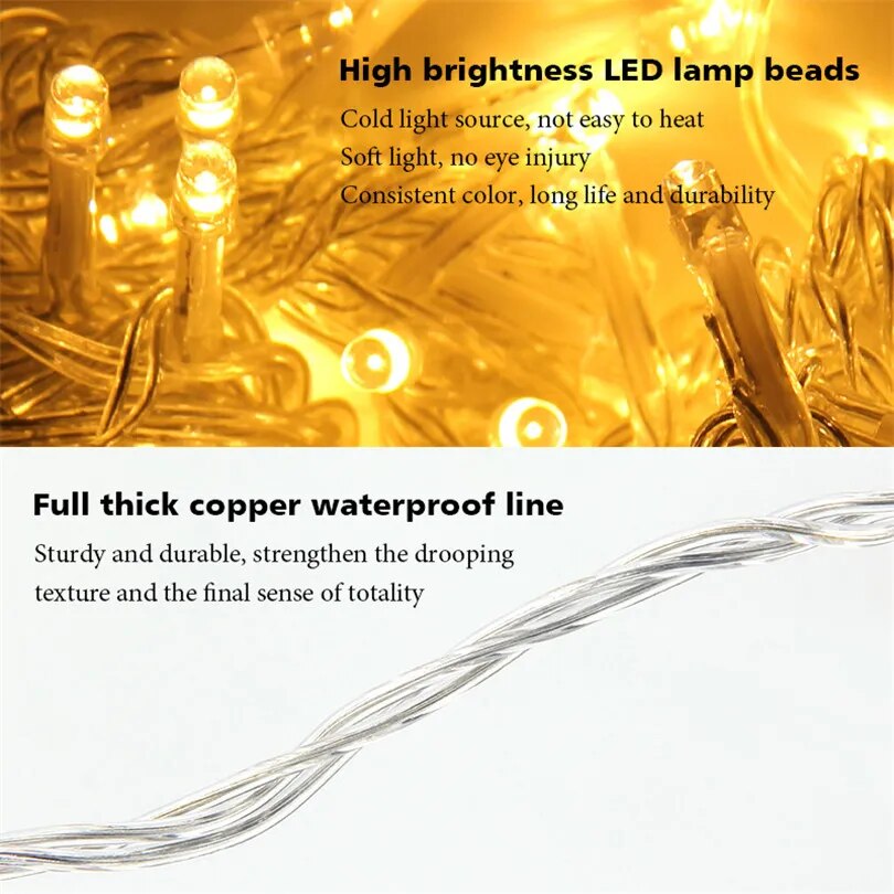 5M Christmas lights waterfall Led Curtain Icicle String Light outdoor Garland Droop 0.4-0.6m Party Garden Eaves Decorative Light