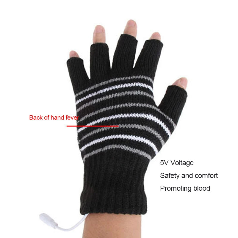 USB Heated Gloves Winter Thermal Hand Warmer Electric Heating Glove For Indoor Office Bike Cycling Glove Safety 5V