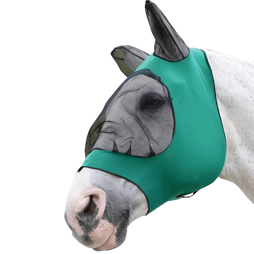 Breathable Mesh Anti-mosquito Lightweight Quite Ride Horse Head Face Cover with Ear Horse Fly Mask Horse Care Products