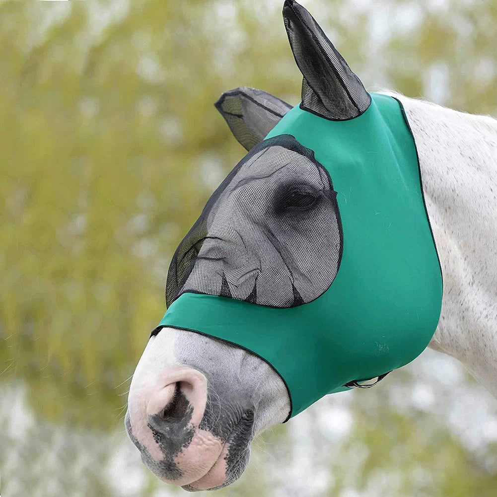 Breathable Mesh Anti-mosquito Lightweight Quite Ride Horse Head Face Cover with Ear Horse Fly Mask Horse Care Products