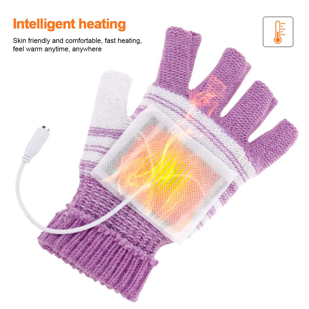 USB Heated Gloves Winter Thermal Hand Warmer Electric Heating Glove For Indoor Office Bike Cycling Glove Safety 5V