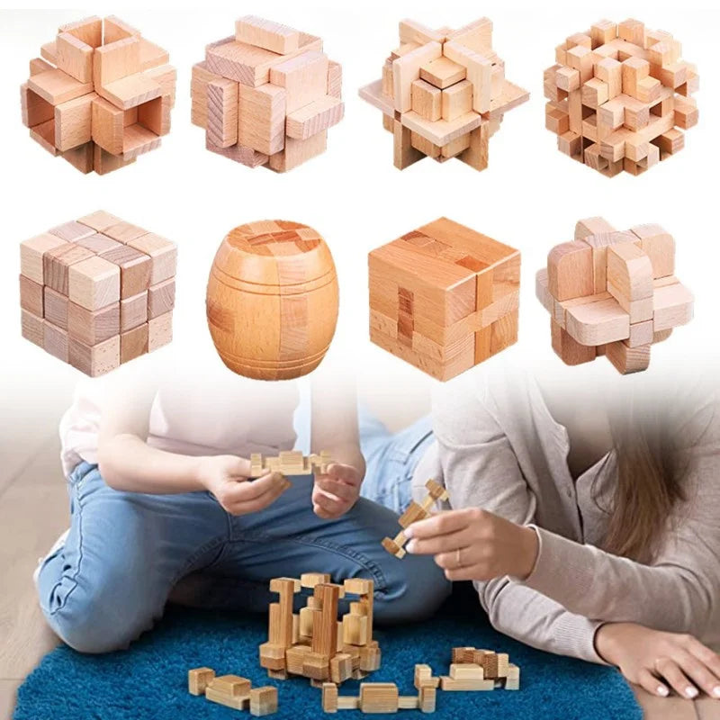 Kong Ming Luban Lock Kids Children 3D Handmade Wooden Toy Adult Intellectual IQ Brain Teaser Game Puzzle Educational Toys