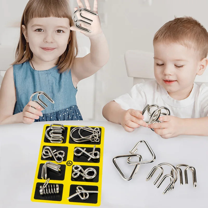 Materials Metal 3D Montessori Puzzle Wire IQ Mind Brain Teaser Puzzles for Children Adults Anti-Stress Reliever Toys Kids Gifts