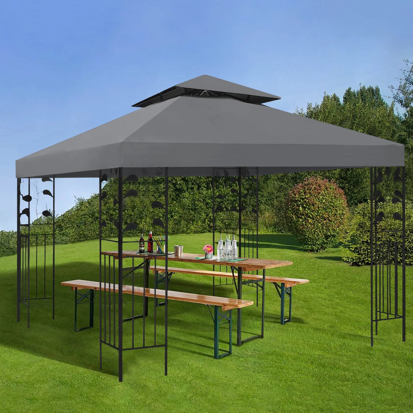 Replacement Roof for Gazebo, Gazebo Roof Replacement Cover ,3x3m  Outdoor Grill Shelter Canopy Top for Yard Patio Garden Canopy