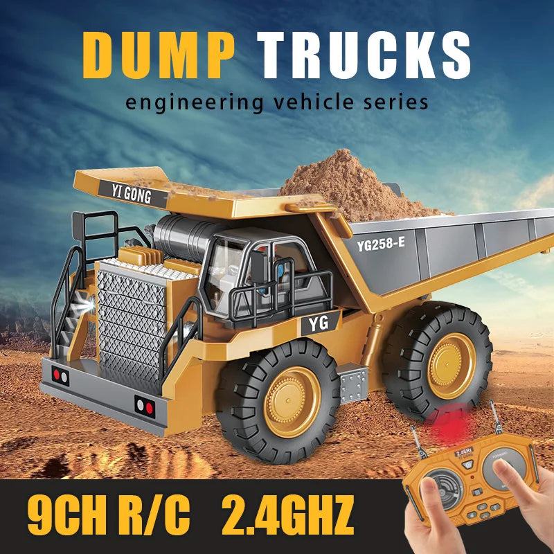 2.4Ghz Rc Excavator Toy Engineering Car Alloy and Plastic Remote Control Digger Mixing Crane Forklift Truck For Children's Gift