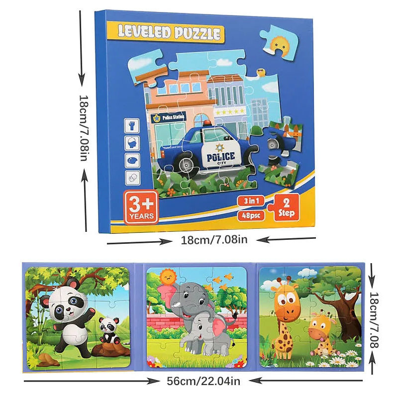 Magnetic Puzzle Kids Montessori Brain Game Folding Magnetic Progression Puzzle Book Early Educational Toy Develop Thinking Skill