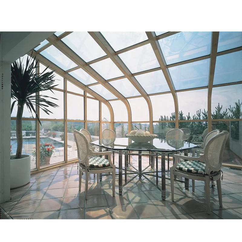 Balcony Free Standing Winter Garden Aluminum Frame Slant Roof Sunroom Solarium Glass House Sun Room