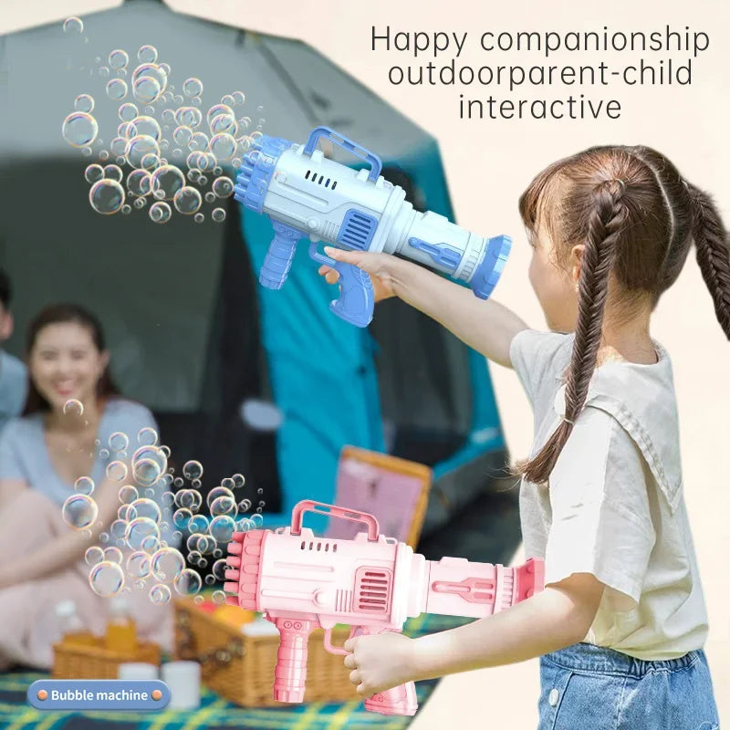 32 Holes Bubble Machine Gun Toys for Kids Rocket Soap Bubble Machine Guns Automatic Toys Children Gift( Not Include AA Battery)