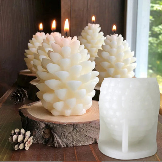 Creative Pine Cone Candle Silicone Mold Christmas Pine Nut Soap Resin Crystal Mold Festival Deal Apple Chocolate Drink Ice Decor