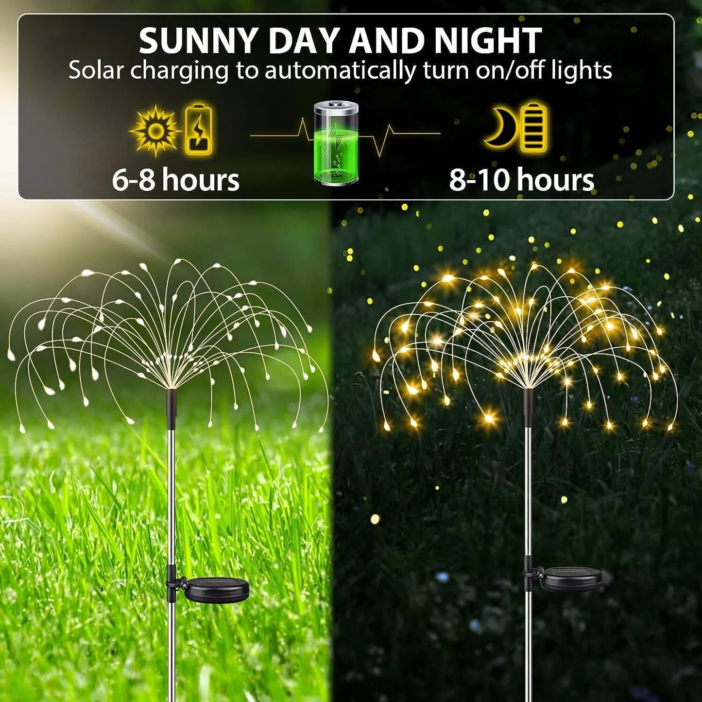 Solar LED Firework Fairy Lights Outdoor Garden Decoration 8 flashing modesLawn Pathway Lights Patio Yard Party Christmas Wedding