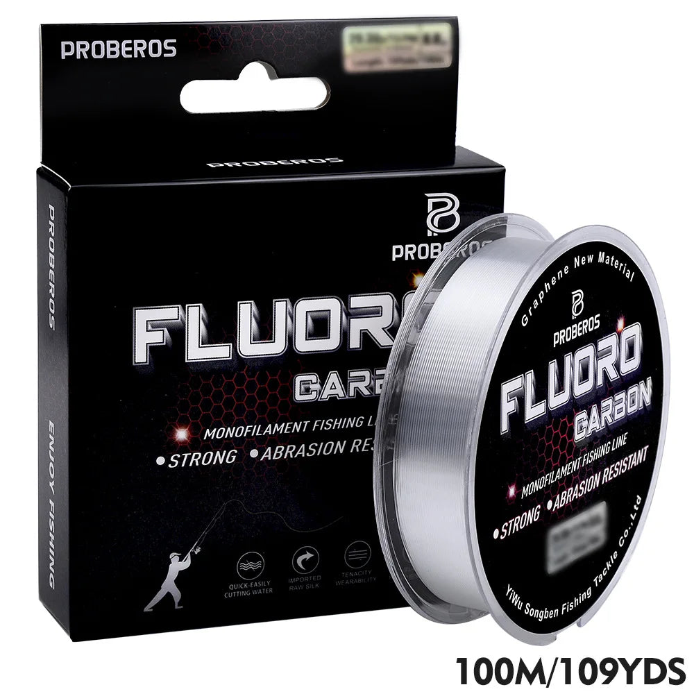 PROBEROS 100M Fluorocarbon Coating Fishing Line 2.2LB-29.3LB Carbon Fiber Monofilament Leader Line Carp Fishing Sinking Line