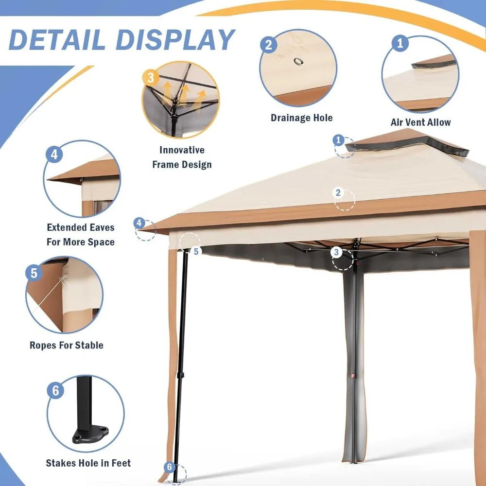 11'x11' Pop up Gazebo Canopy Tent, Outdoor Patio Waterproof Gazebo with Mosquito Netting for Lawn, Garden, Backyard and Deck