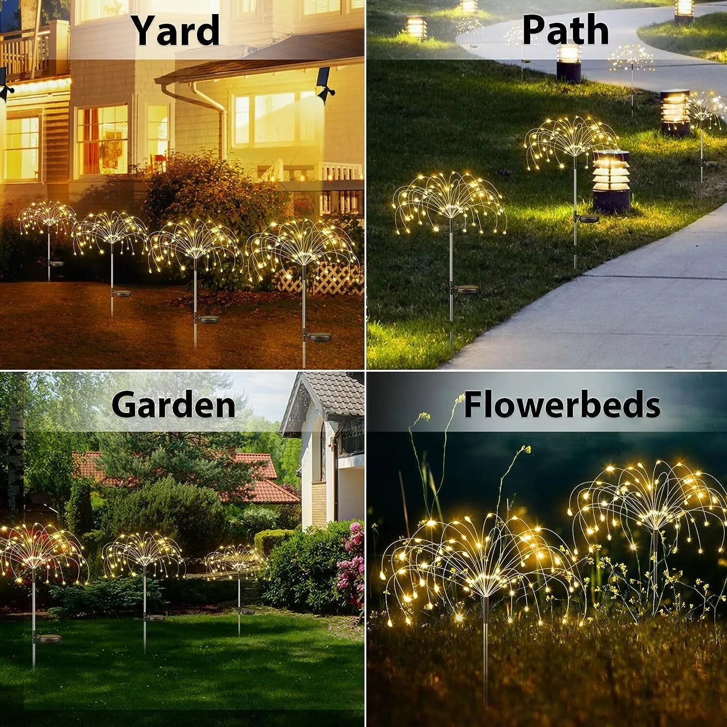 Solar LED Firework Fairy Lights Outdoor Garden Decoration 8 flashing modesLawn Pathway Lights Patio Yard Party Christmas Wedding