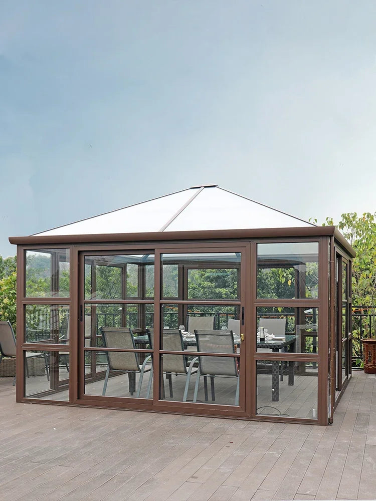 Outdoor gazebo tent villa courtyard glass house roof garden aluminum alloy pavilion terrace shaded sun room