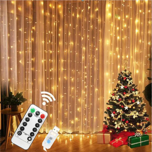 3M LED Curtain String Lights Garland USB Fairy Lights Festoon With Remote For Room Window Bedroom New Year Christmas Decoration