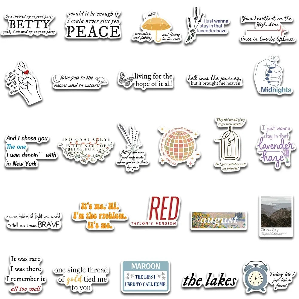 10/50pcs Hot Singer Taylor Alison Swift Folklore Stickers Laptop Luggage Guitar Skateboard Fridge Graffiti Sticker